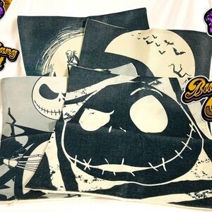 The Nightmare Before Christmas Black Tan Halloween Home Decor Pillow Cover 4pc